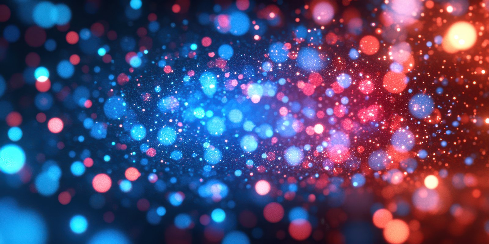 Colorful abstract background with vibrant blue and red bokeh lights creating a festive atmosphere at night